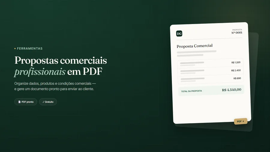 Proposta comercial profissional em PDF criada online